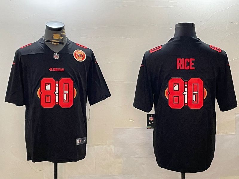 Men San Francisco 49ers #80 Rice Black Fashion 2024 Nike Limited NFL Jersey style 6